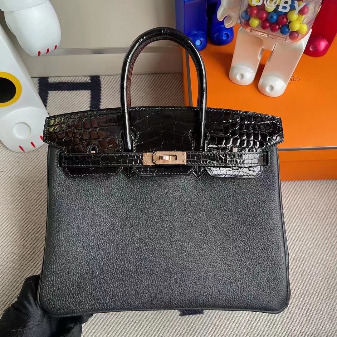 Saudi Arabia Riyadh Hermes Birkin 25 Touch CD89 Noir Togo 拼尼羅鱷魚