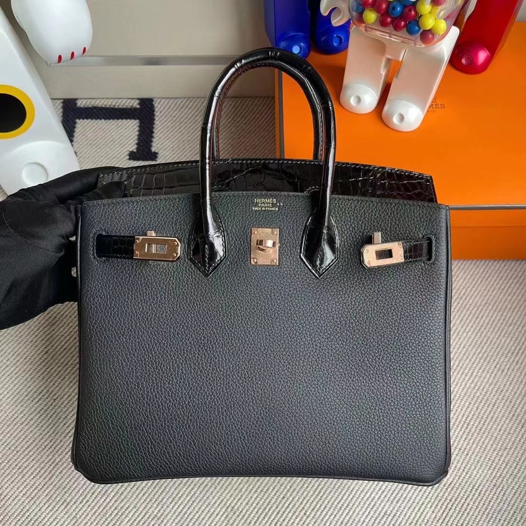 Saudi Arabia Riyadh Hermes Birkin 25 Touch CD89 Noir Togo 拼尼羅鱷魚