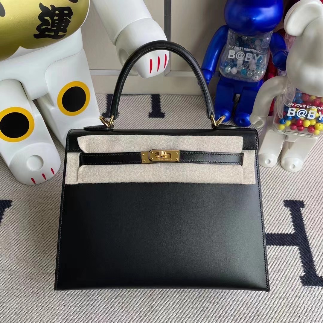 Qatar Doha Hermes Kelly 25cm CC89 Noir 黑色 BOX 金扣