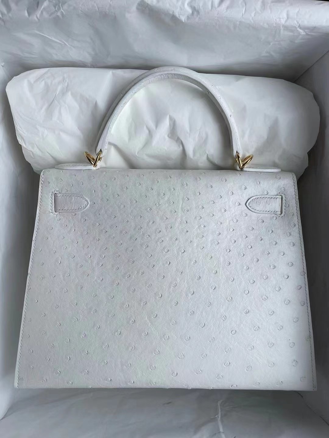 United Arab Emirates Dhabi Hermes Kelly 28cm Ostrich 01 Pure white 純白色