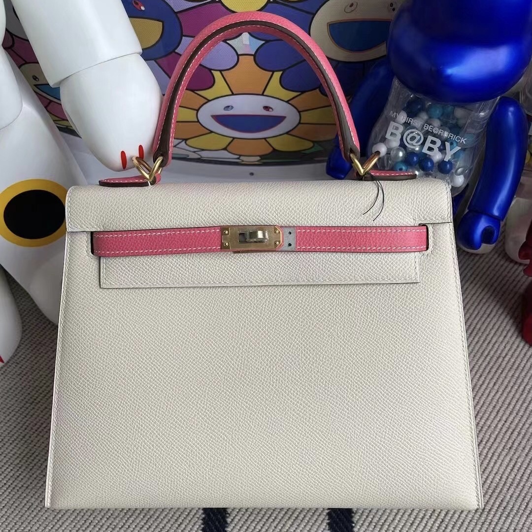 Qatar Doha Hermes Kelly 25 Hss Epsom 10 Craie 8W Rose Azalee 拉絲金扣