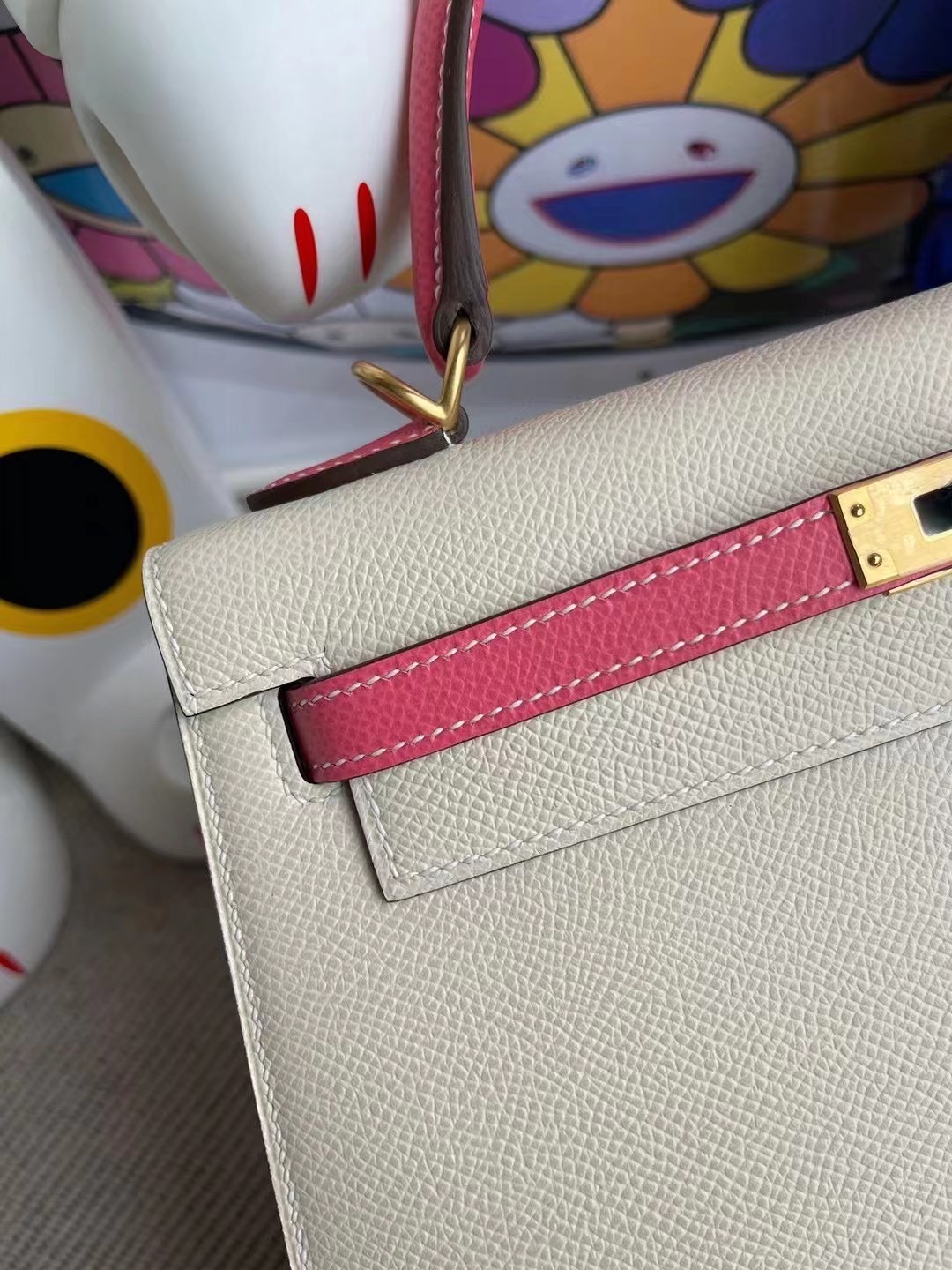 Qatar Doha Hermes Kelly 25 Hss Epsom 10 Craie 8W Rose Azalee 拉絲金扣