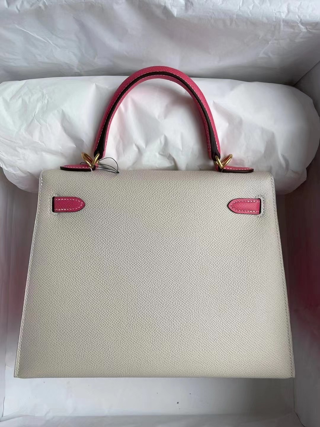 Qatar Doha Hermes Kelly 25 Hss Epsom 10 Craie 8W Rose Azalee 拉絲金扣