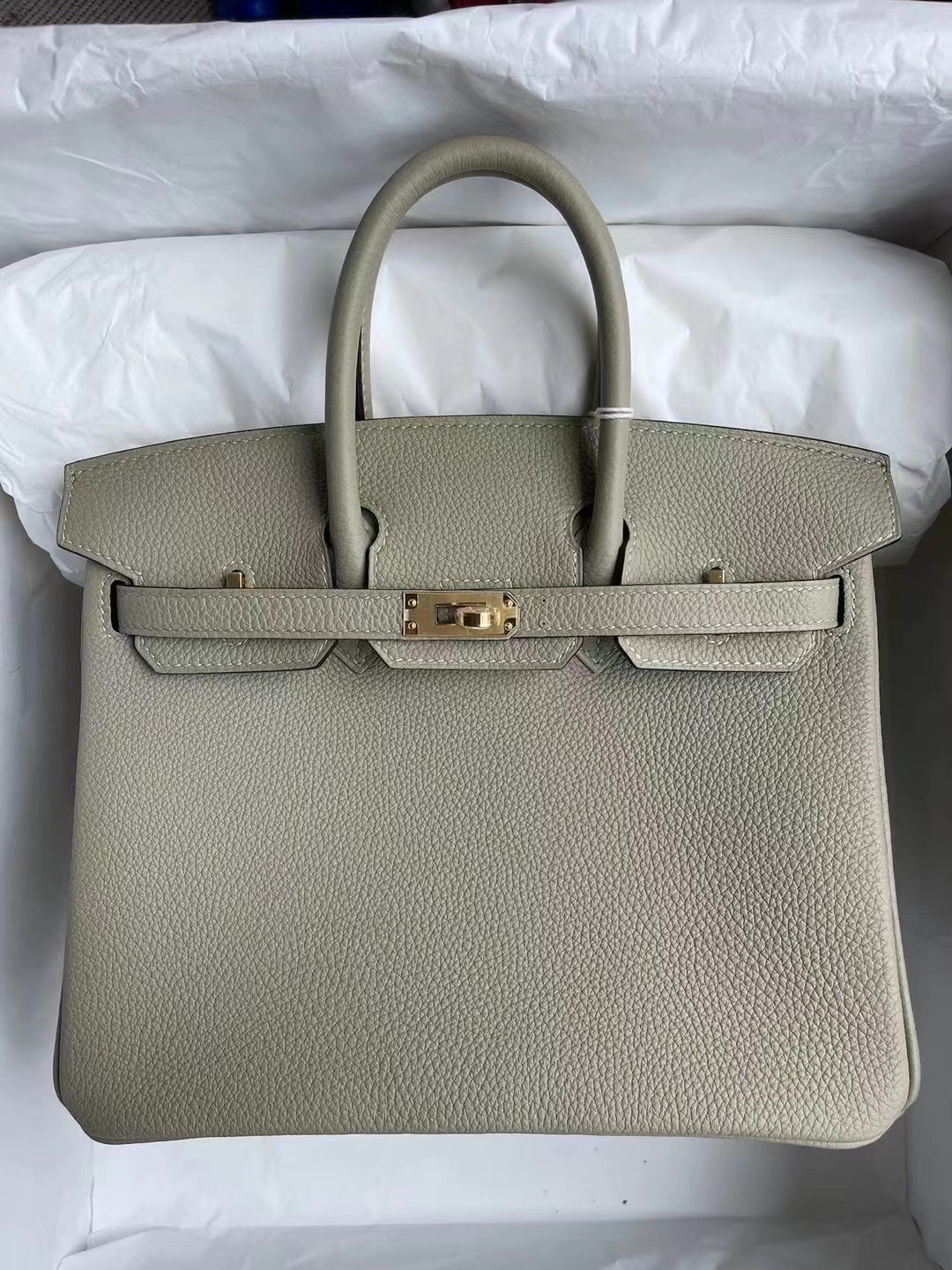 Hong Kong South Hermes Birkin 25cm Q1 Sauge 鼠尾草綠 全手工蜜蠟線縫製 金扣