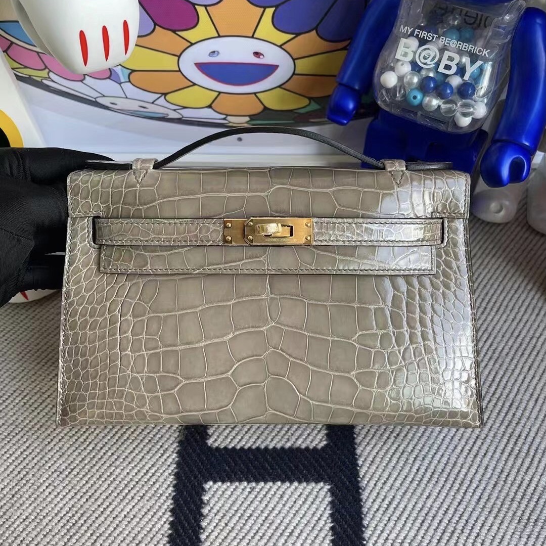 Hong Kong Hermes MiniKelly Pochette 81 gris tourterelle 斑鳩灰 美洲鱷