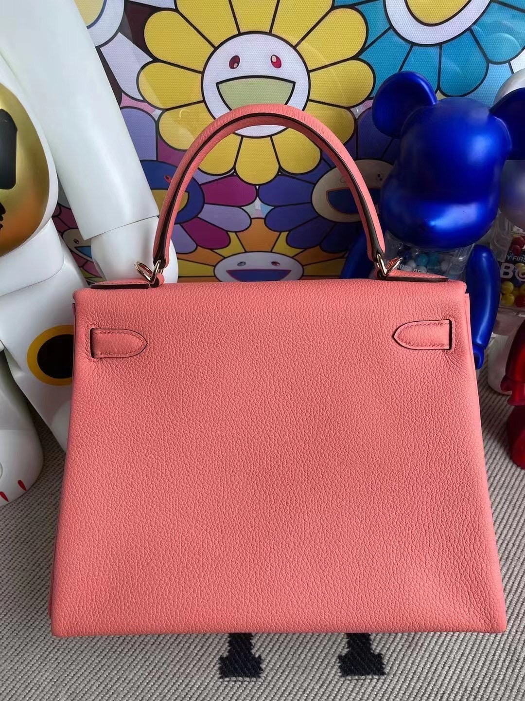 愛馬仕凱莉包28價格 Hermes Kelly 28cm Togo L5 Crevette 龍蝦粉 玫瑰金扣