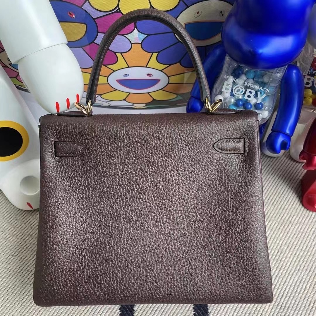 愛馬仕凱莉包25專櫃多少錢 Hermes Kelly 25 Togo 47 chocolate 巧克力 金扣