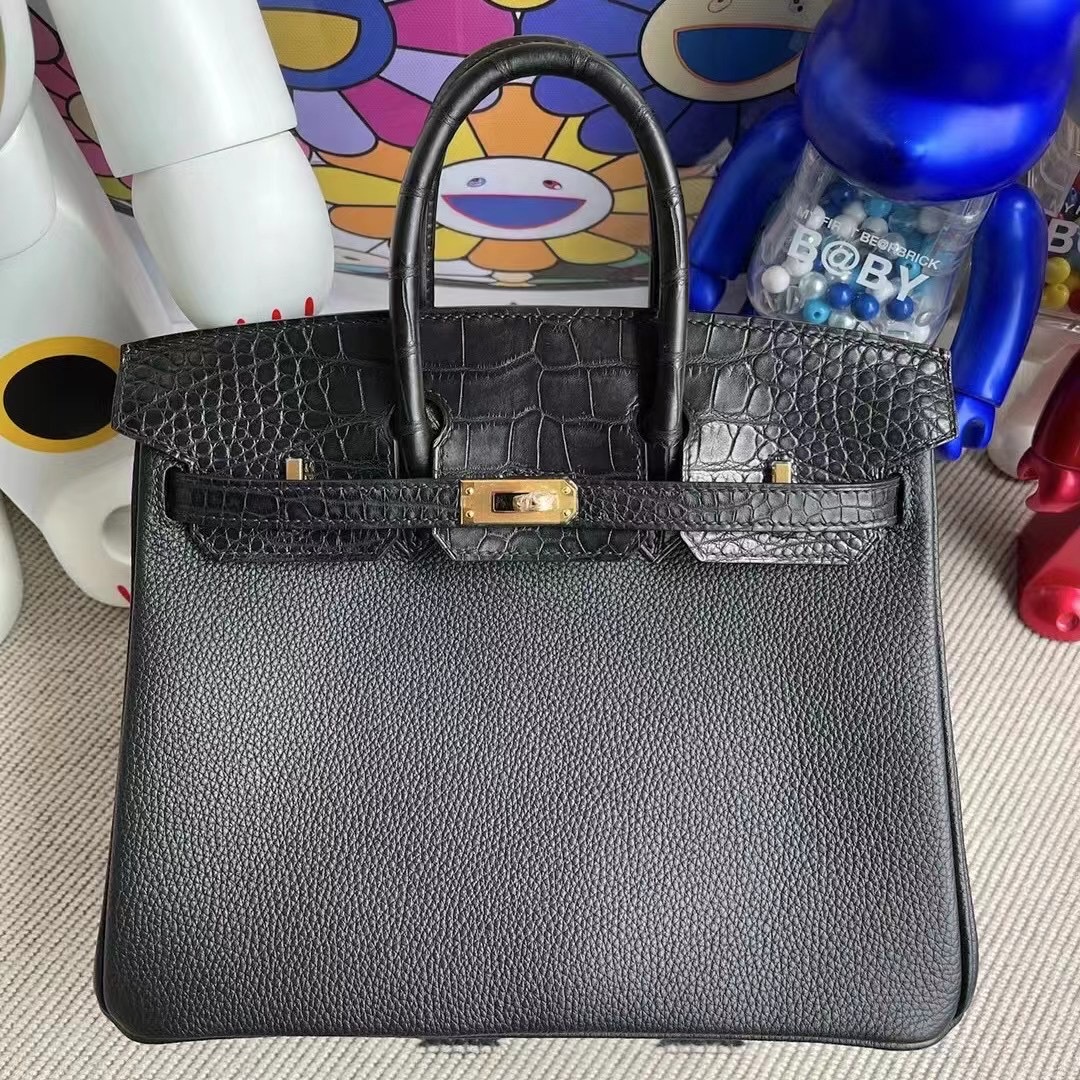 Hong Kong Hermes Birkin 25cm Touch 霧面美洲鱷 Togo 89 Noir 黑色 金扣