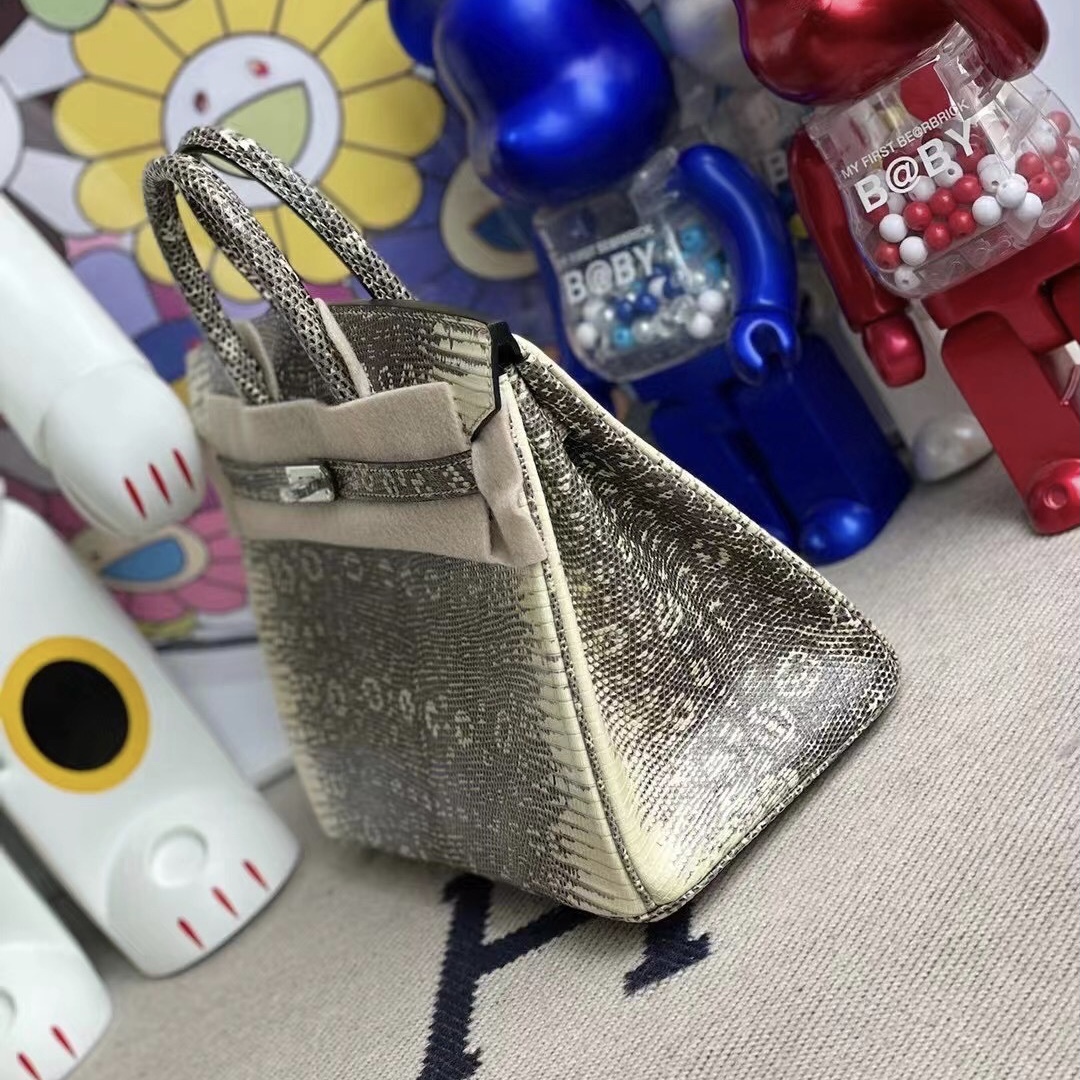 愛馬仕喜馬拉雅蜥蜴皮鉑金包 Hermes Birkin 25cm Lizard 01自然色蜥蜴 銀扣