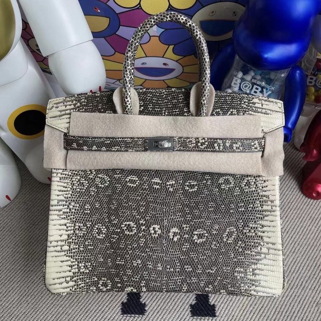 愛馬仕喜馬拉雅蜥蜴皮鉑金包 Hermes Birkin 25cm Lizard 01自然色蜥蜴 銀扣