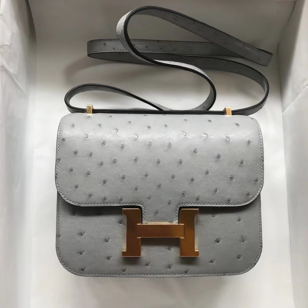 愛馬仕康康包專櫃價格 Hermes Constance mini 19cm Ostrich 進口南非鴕鳥皮