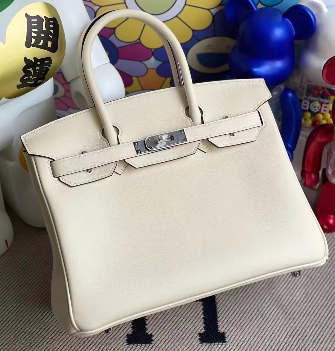 愛馬仕鉑金包30寸多少錢 Hermes Birkin 30cm Swift i2 nata 奶油白 銀扣