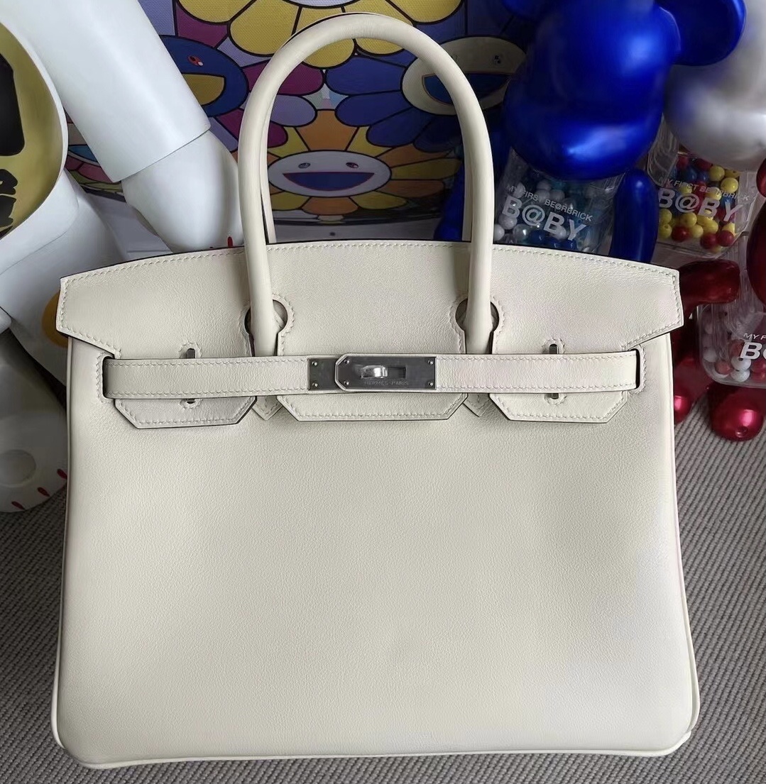 愛馬仕鉑金包30寸多少錢 Hermes Birkin 30cm Swift i2 nata 奶油白 銀扣