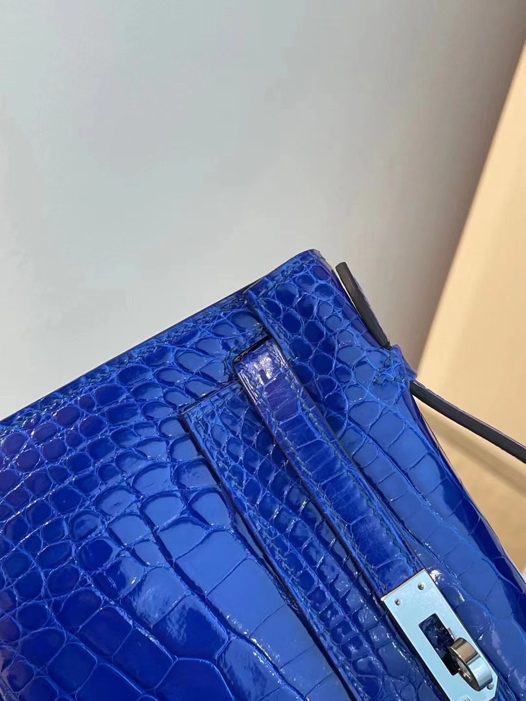 愛馬仕迷你凱莉包一代價格 Hermes MiniKelly Pochette 7T Blue Electric 電光藍美洲鱷魚