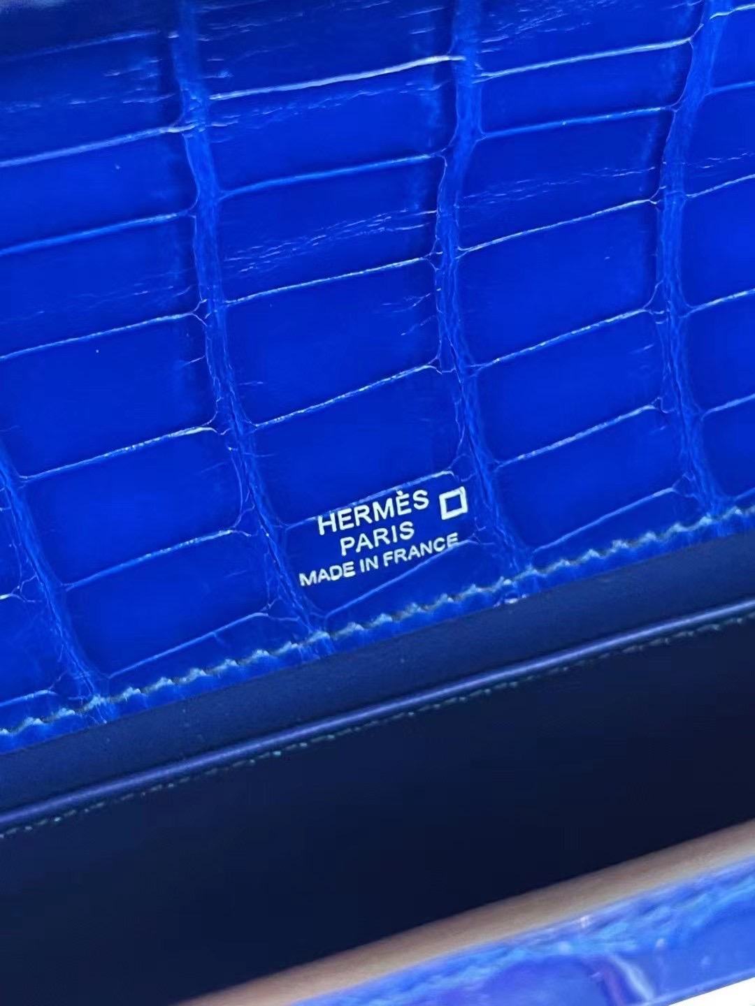 愛馬仕迷你凱莉包一代價格 Hermes MiniKelly Pochette 7T Blue Electric 電光藍美洲鱷魚