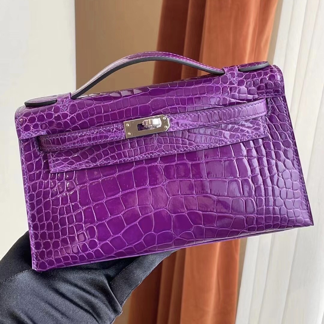 Hong Kong Hermes Mini Kelly Pochette 31 Miel 蜜糖棕 亮面美洲鱷魚