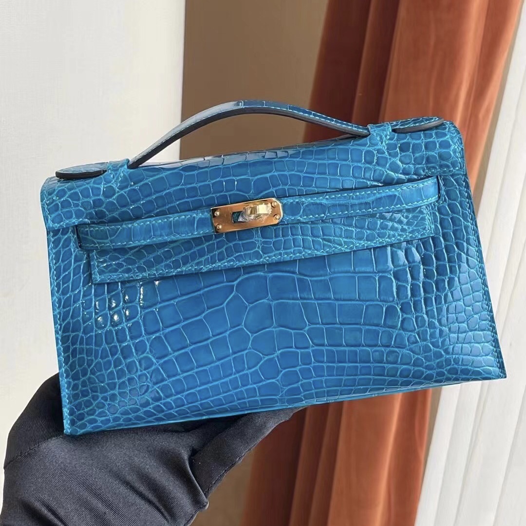 Hong Kong Hermes Mini Kelly Pochette 31 Miel 蜜糖棕 亮面美洲鱷魚