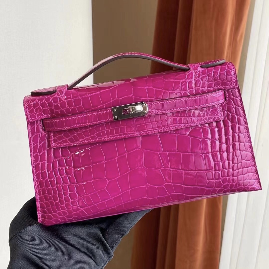 Hong Kong Hermes Mini Kelly Pochette 9G AMETHYSTE 水晶紫美洲鱷