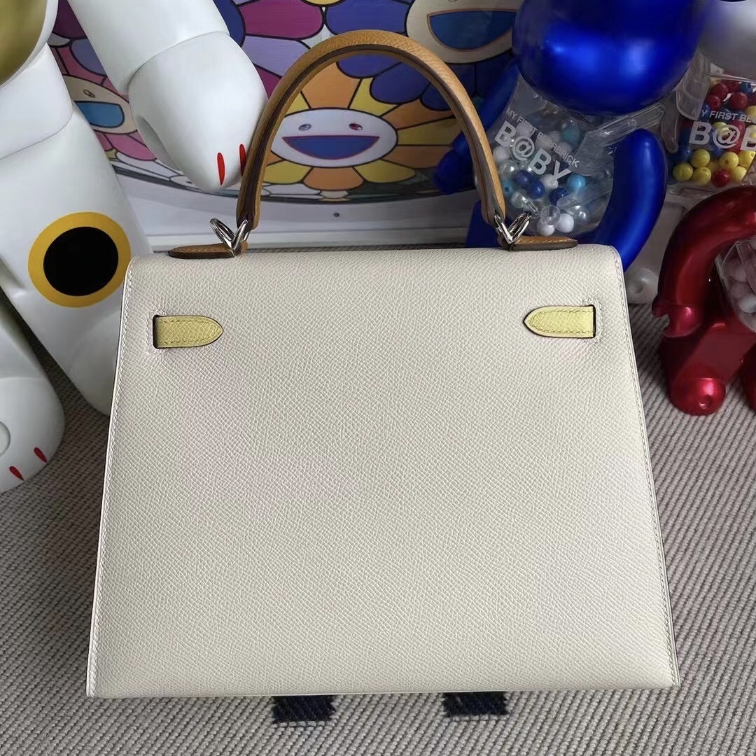 Hong Kong Hermes Kelly25 Epsom I2 Nata 2S Seasme 1Z jaune poussin