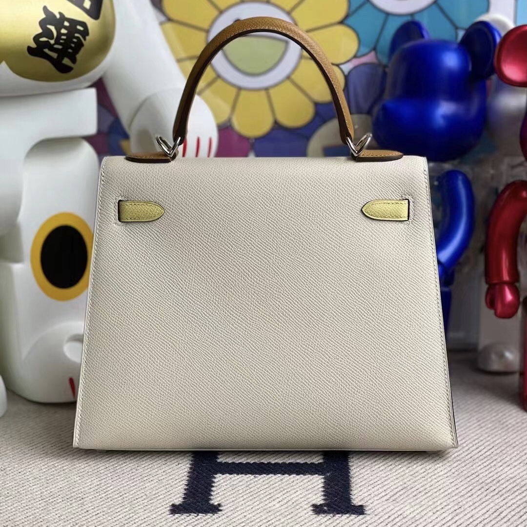 Hong Kong Hermes Kelly25 Epsom I2 Nata 2S Seasme 1Z jaune poussin