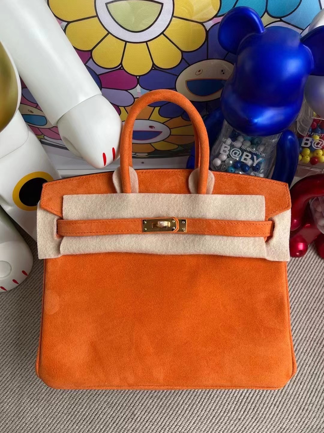 Hong Kong Hermes Birkin25 Boblis Suede羊皮反絨麂皮 93 Orange 橙色 金扣