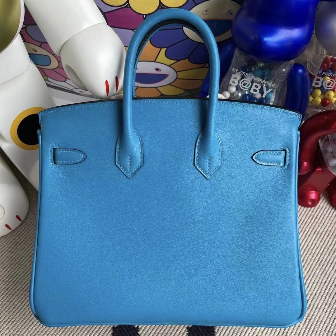 Hong Kong Hermes Birkin 25cm Swift 0F Bleu frida 弗裏達藍 金扣