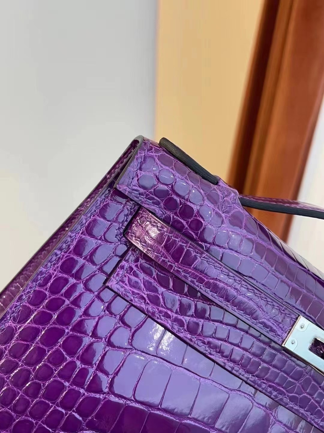 Hong Kong Hermes Mini Kelly Pochette 9G AMETHYSTE 水晶紫美洲鱷