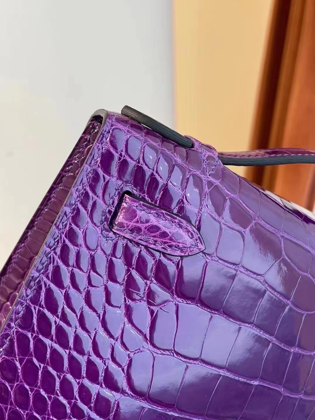 Hong Kong Hermes Mini Kelly Pochette 9G AMETHYSTE 水晶紫美洲鱷