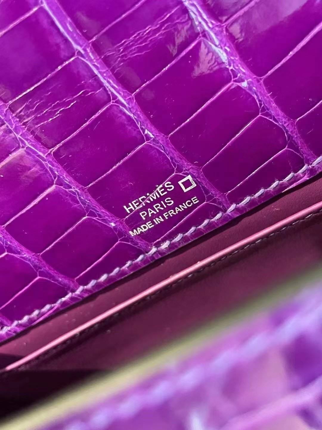 Hong Kong Hermes Mini Kelly Pochette 9G AMETHYSTE 水晶紫美洲鱷