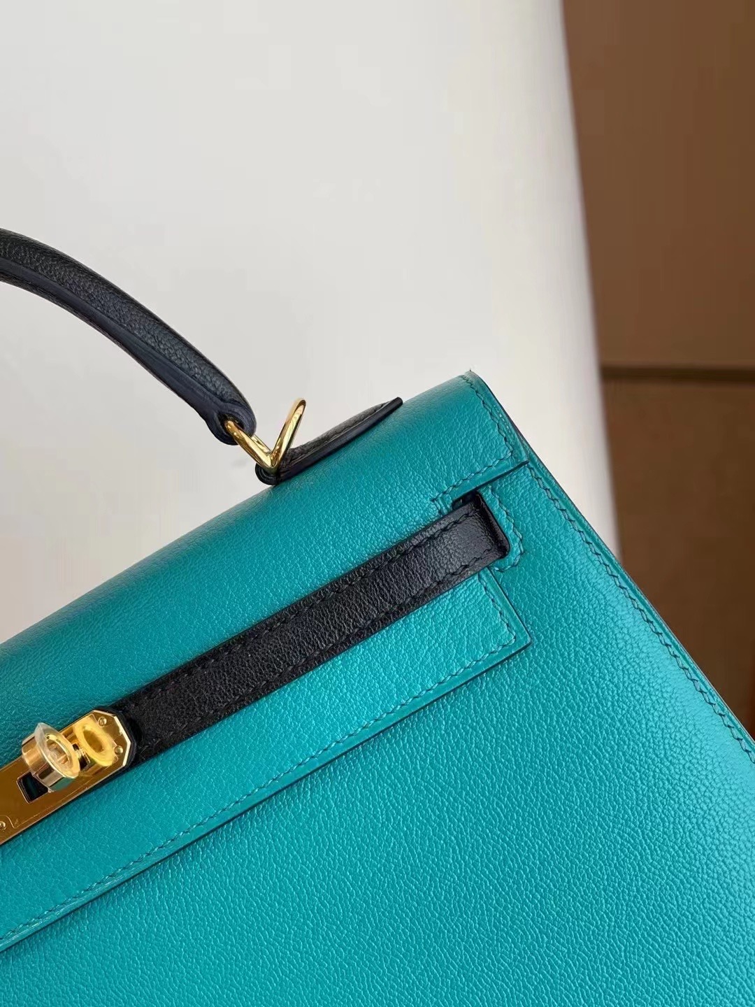 Hermes Kelly 25 Chevre 山羊皮 Z6 Malachite孔雀綠拼色89 Noir 黑色金扣