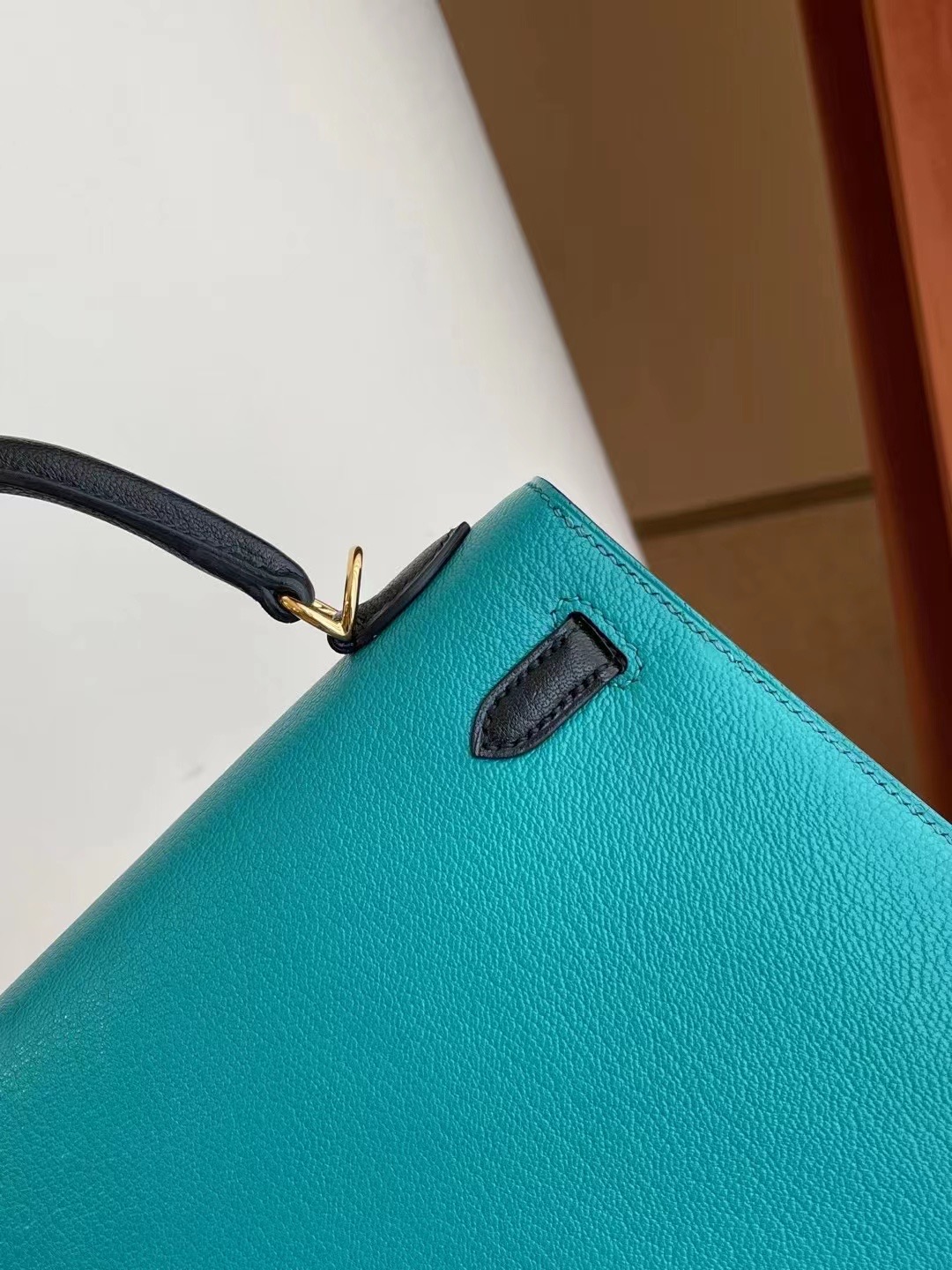 Hermes Kelly 25 Chevre 山羊皮 Z6 Malachite孔雀綠拼色89 Noir 黑色金扣