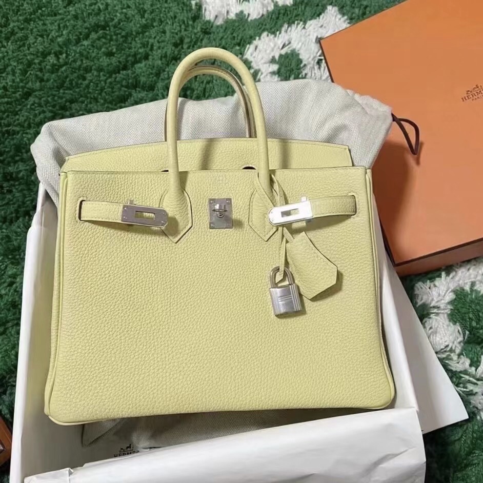 愛馬仕鉑金包 Hermes Birkin 25 Togo 1Z 小雞黃 jaune poussin 銀扣