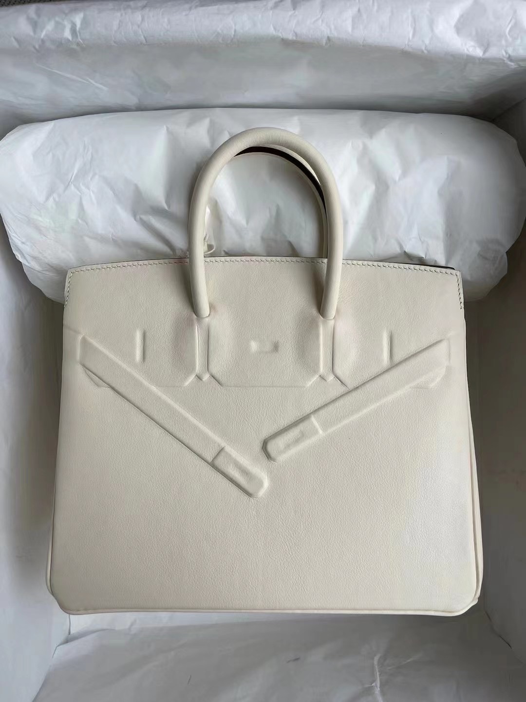 愛馬仕鉑金包 USA Hermes Birkin Shadow 25cm 幻影 Swift i2 Nata 奶油白