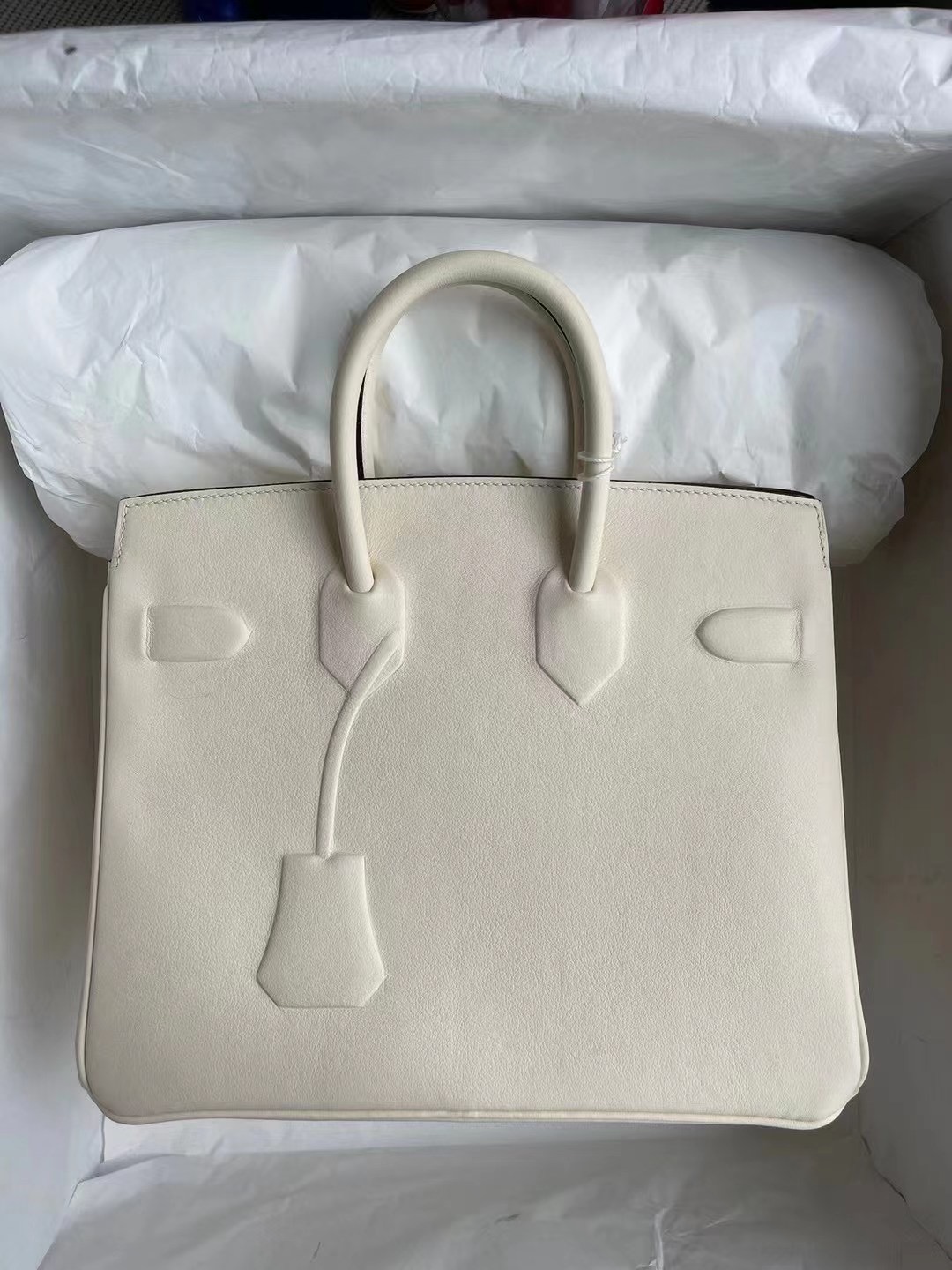 愛馬仕鉑金包 USA Hermes Birkin Shadow 25cm 幻影 Swift i2 Nata 奶油白