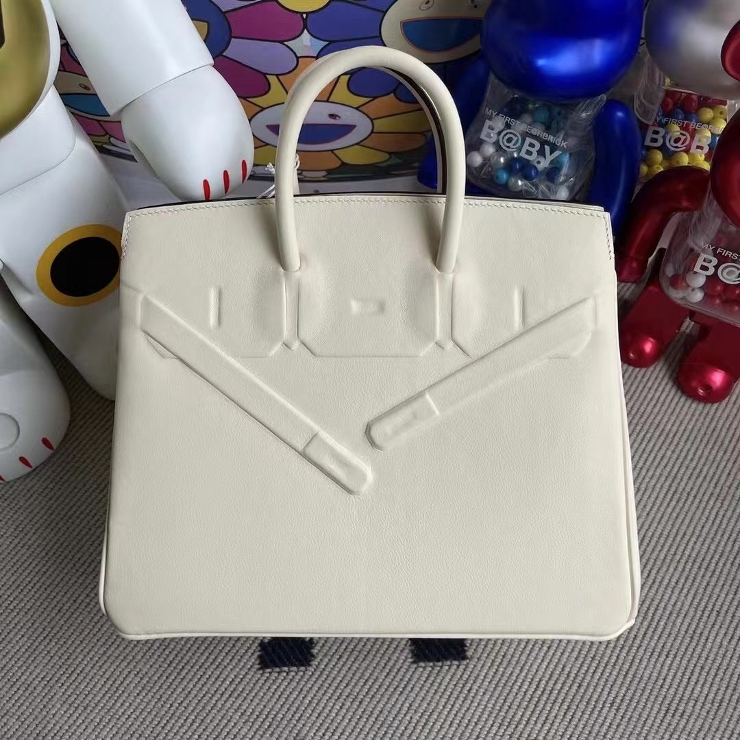 愛馬仕鉑金包 USA Hermes Birkin Shadow 25cm 幻影 Swift i2 Nata 奶油白