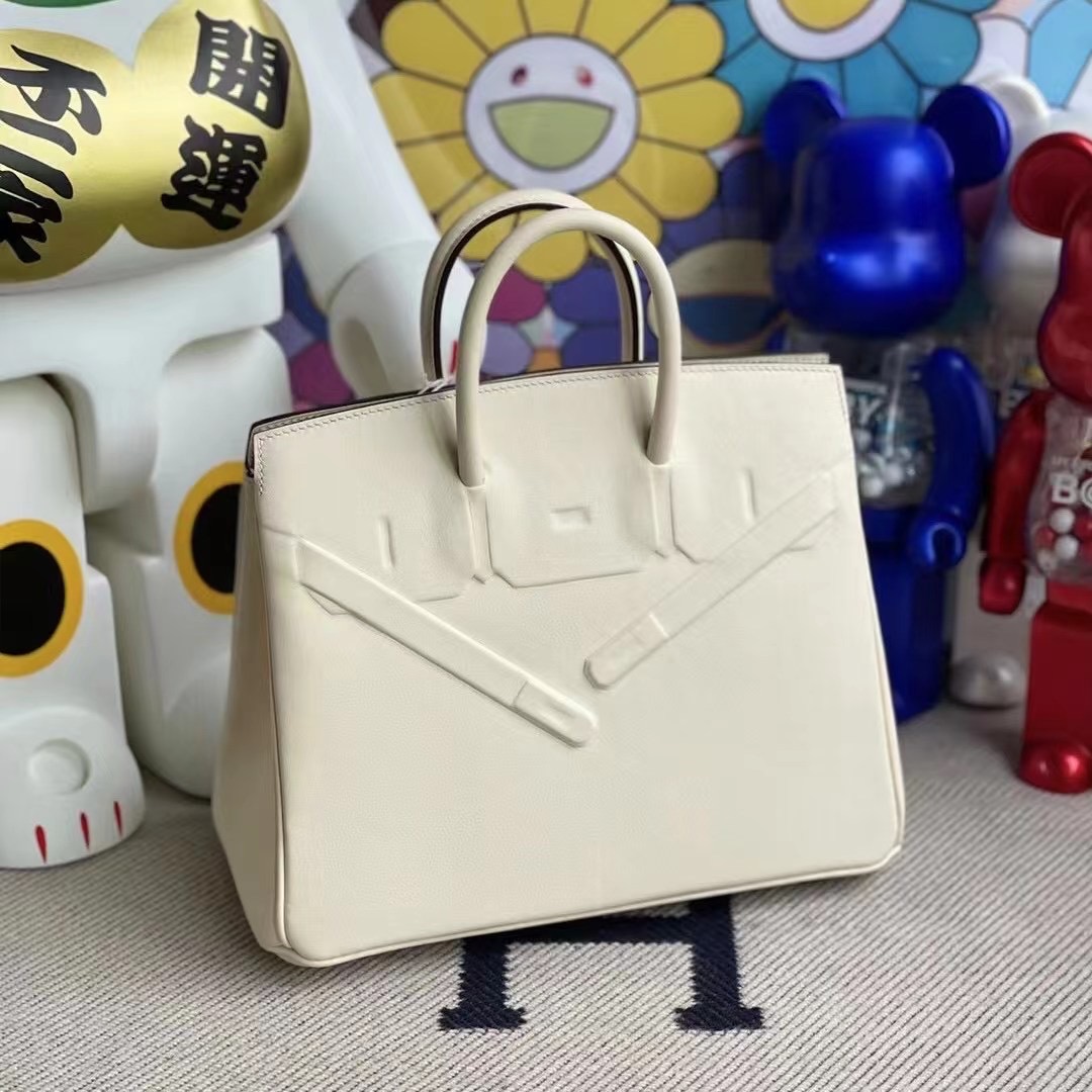 愛馬仕鉑金包 USA Hermes Birkin Shadow 25cm 幻影 Swift i2 Nata 奶油白