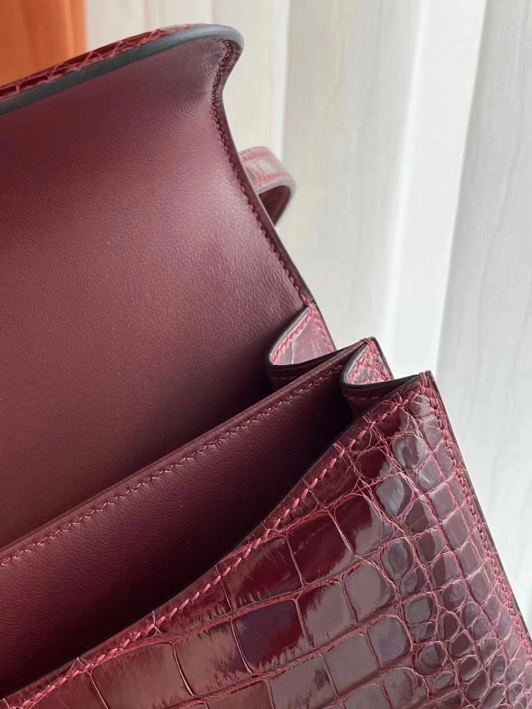 Seattle USA Hermes Constance Mini 19 CC57 波爾多酒紅 Bordeaux Crocodile