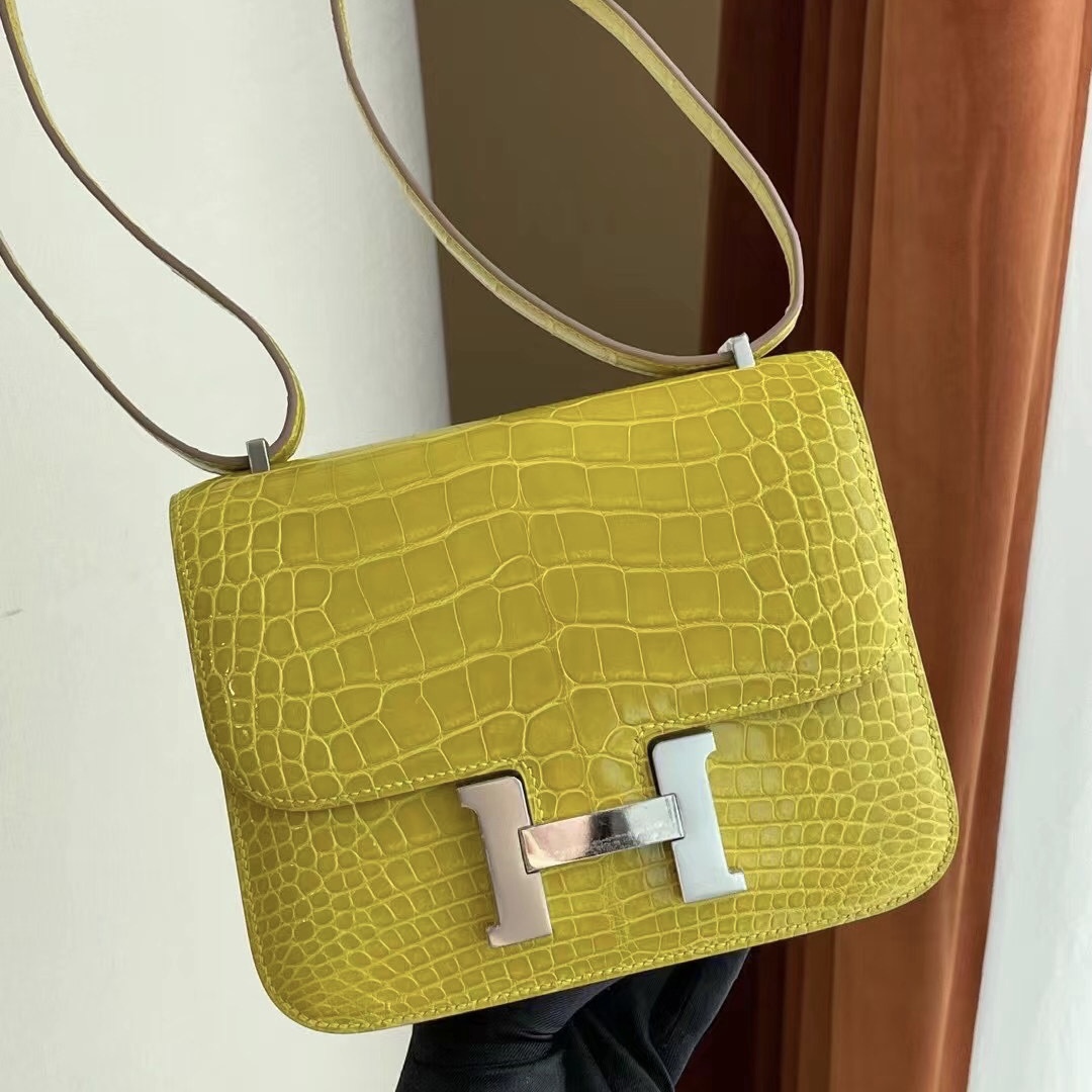 California USA Hermes Constance Mini 19 crocodile 9R Lime 檸檬黃