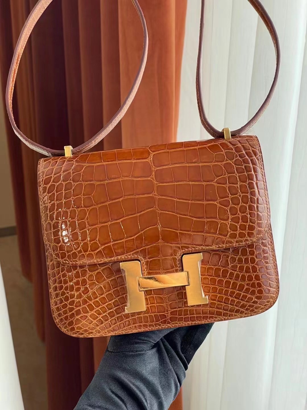 California USA Hermes Constance Mini 19 31 蜜糖棕 Miel Crocodile