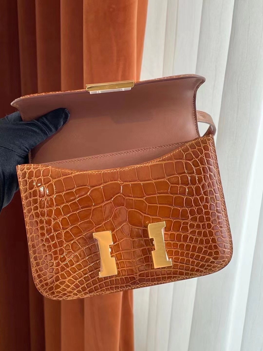 California USA Hermes Constance Mini 19 31 蜜糖棕 Miel Crocodile