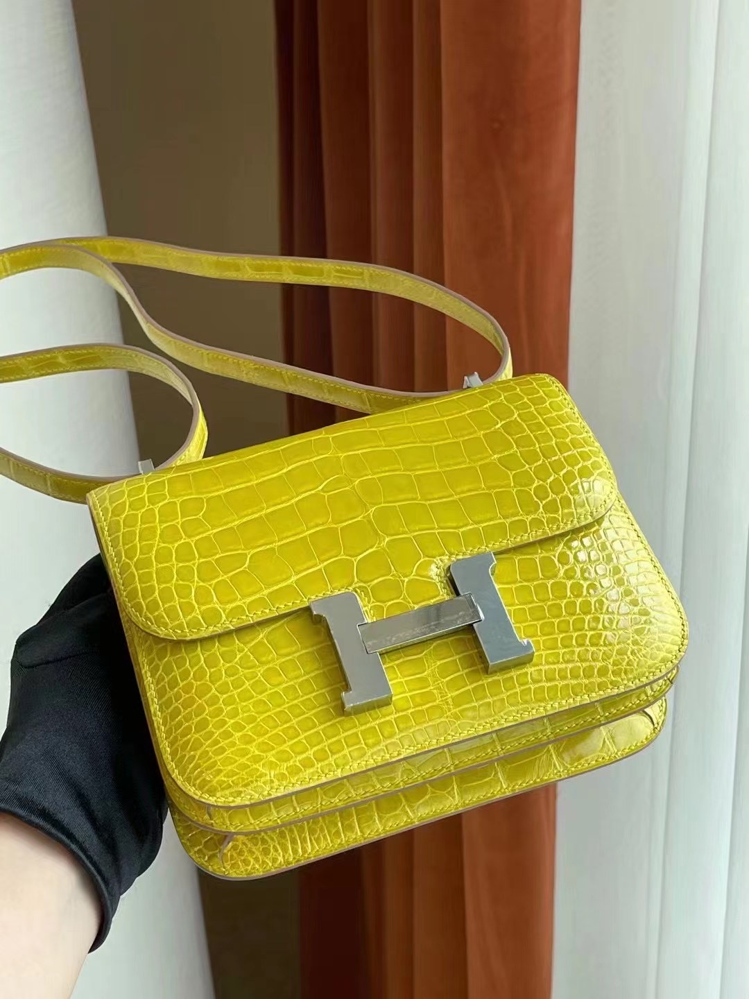 California USA Hermes Constance Mini 19 crocodile 9R Lime 檸檬黃