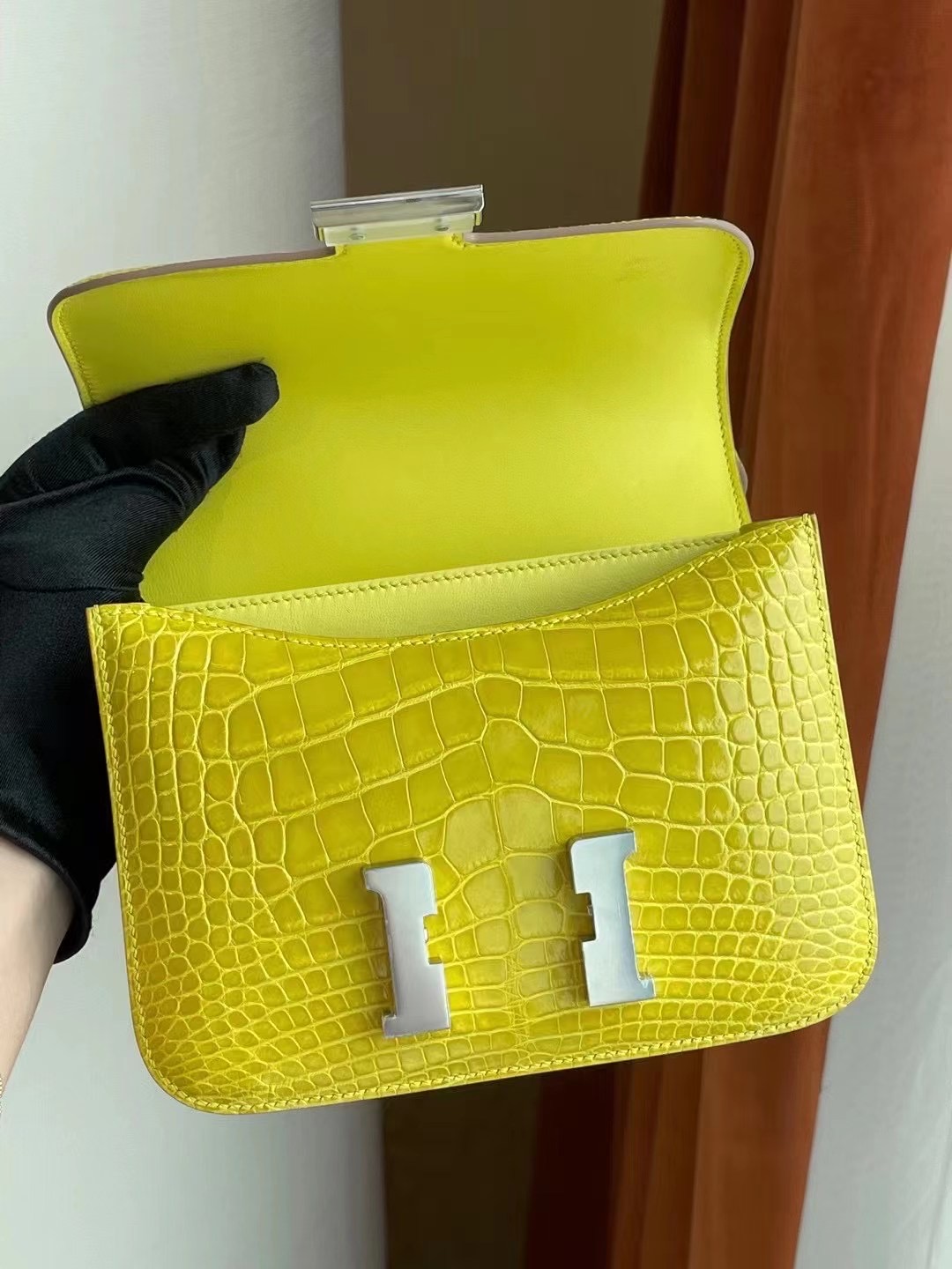 California USA Hermes Constance Mini 19 crocodile 9R Lime 檸檬黃