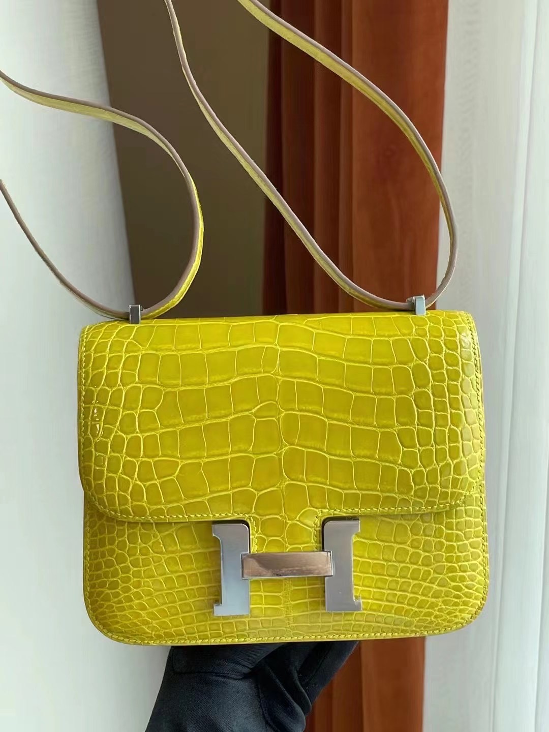 California USA Hermes Constance Mini 19 crocodile 9R Lime 檸檬黃