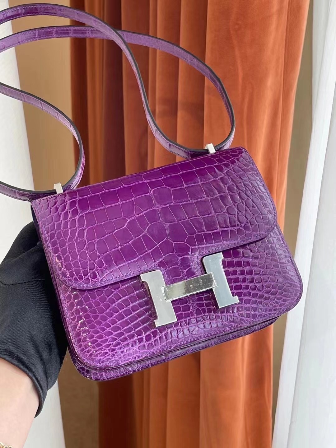 Saudi Arabia Hermes Constance Mini crocodile CK9G Amethyste 紫水晶