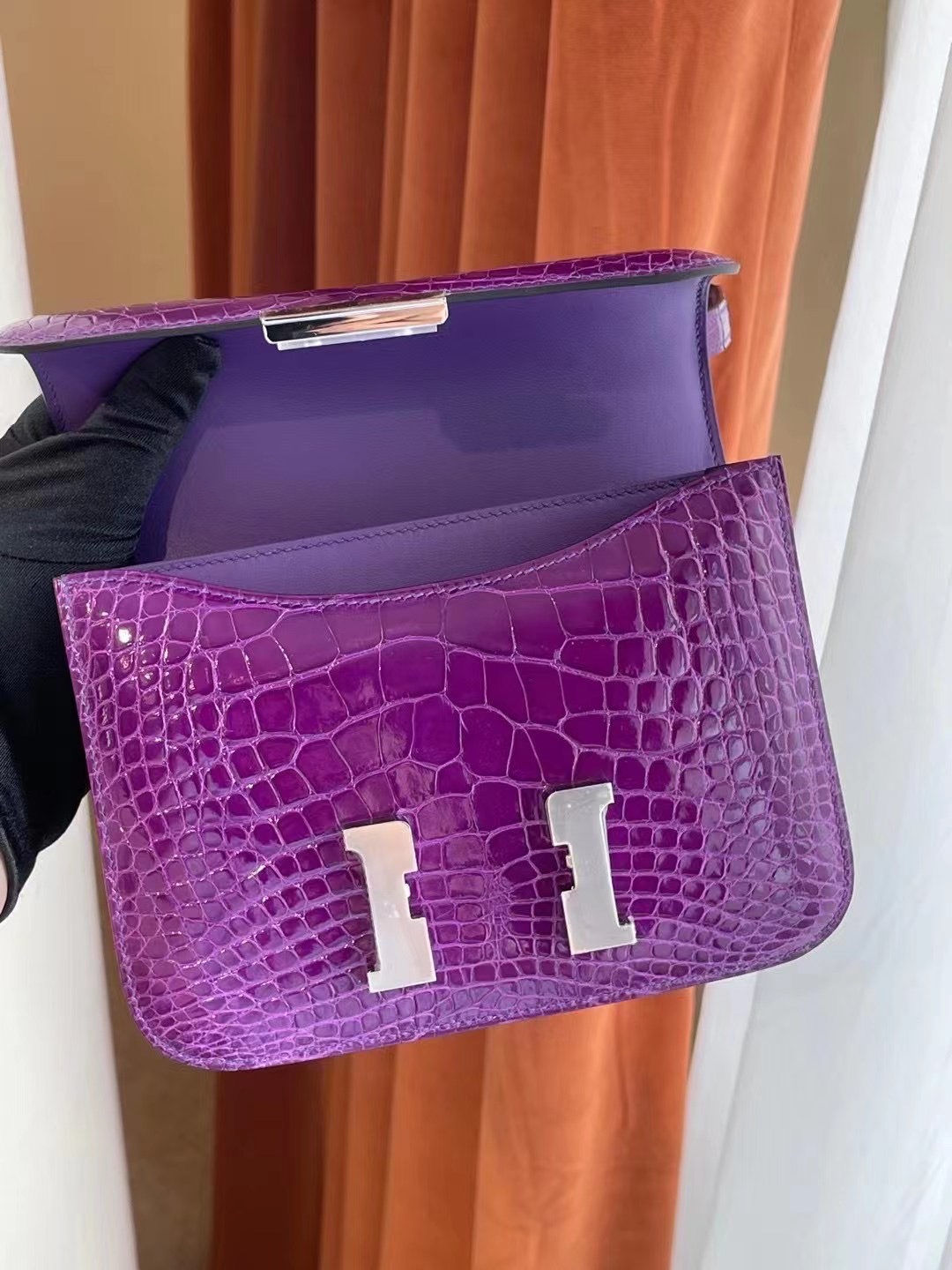 Saudi Arabia Hermes Constance Mini crocodile CK9G Amethyste 紫水晶