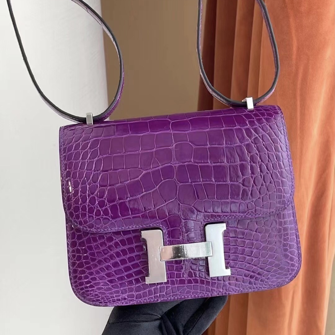 Saudi Arabia Hermes Constance Mini crocodile CK9G Amethyste 紫水晶