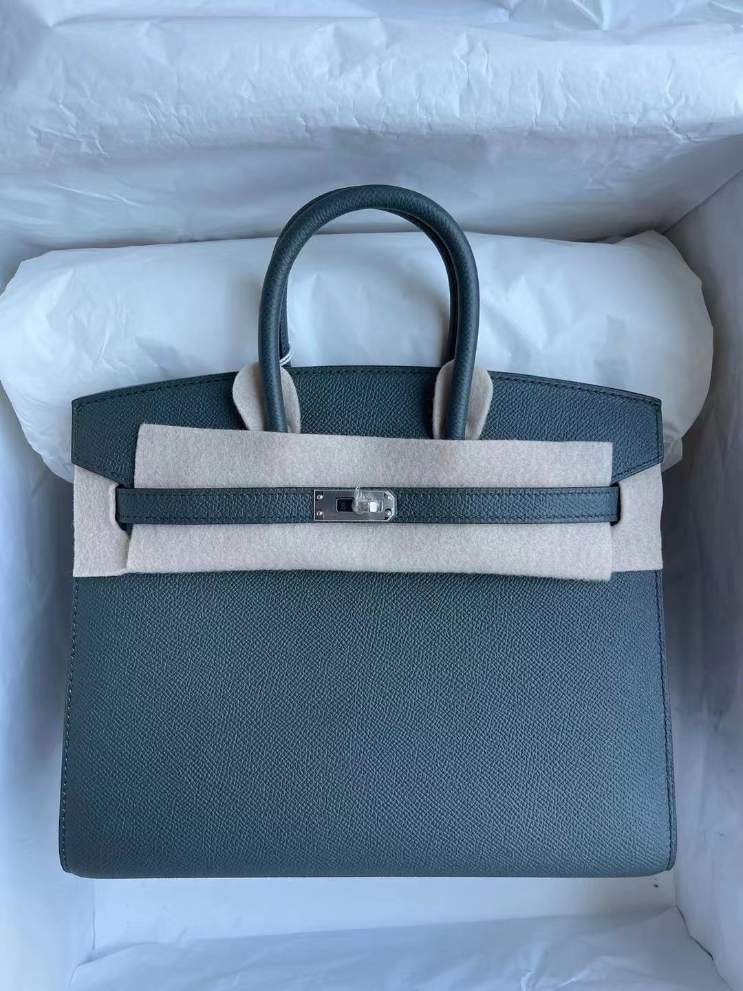 Qatar Doha Hermes Birkin 25cm 外縫 Epsom 2021新色 C6 Vert De Gris 灰綠色 金扣