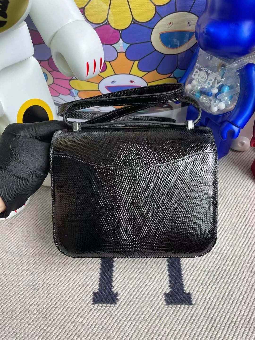 Bahrain Hermes Constance Mini Lizard 89 Black 黑色 蜥蜴皮 全手工縫製 銀扣