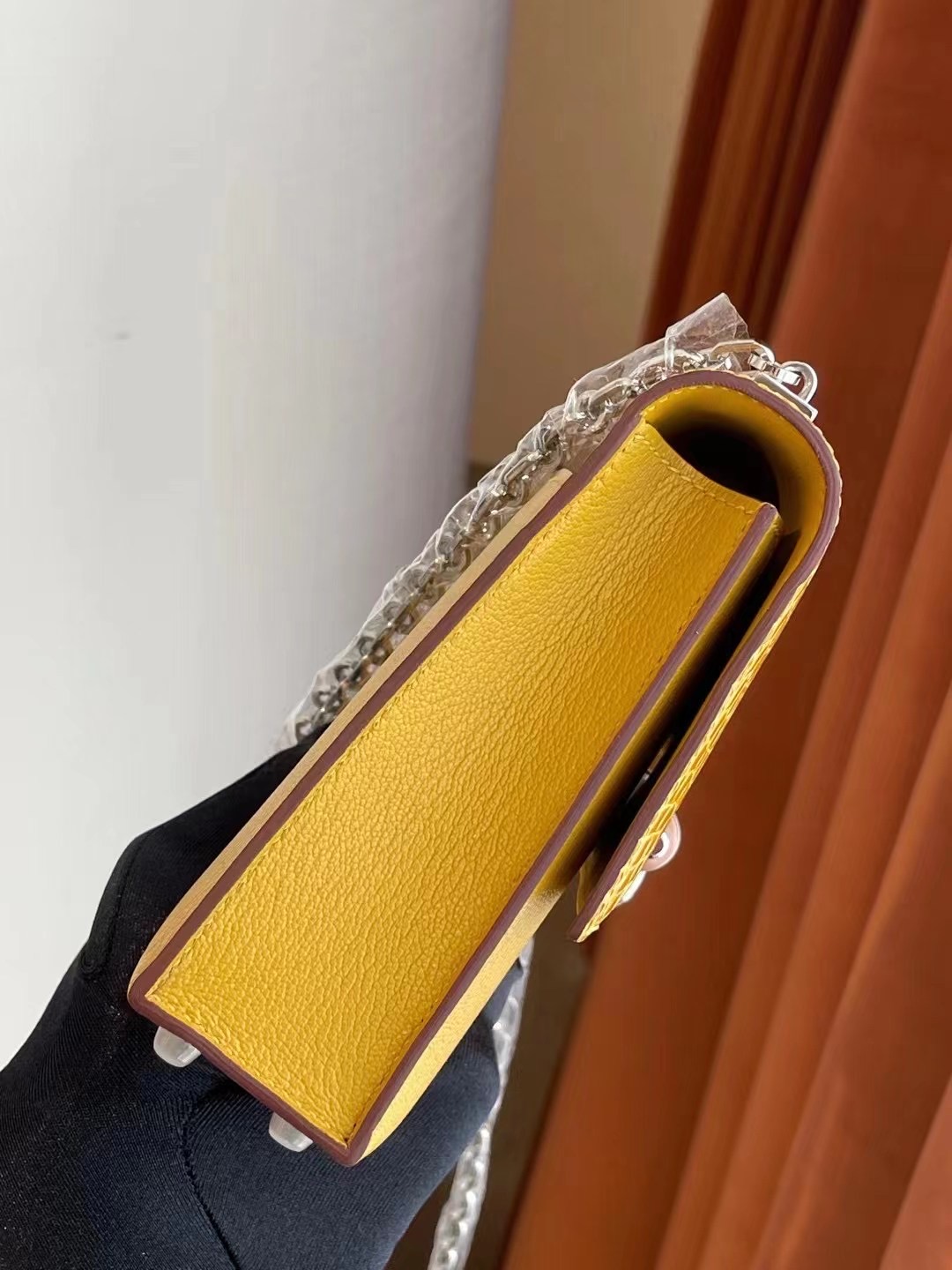 Dhabi Hermes Verrou Mini Touch 9D 琥珀黃 Amber  Chevre山羊皮Crocodile