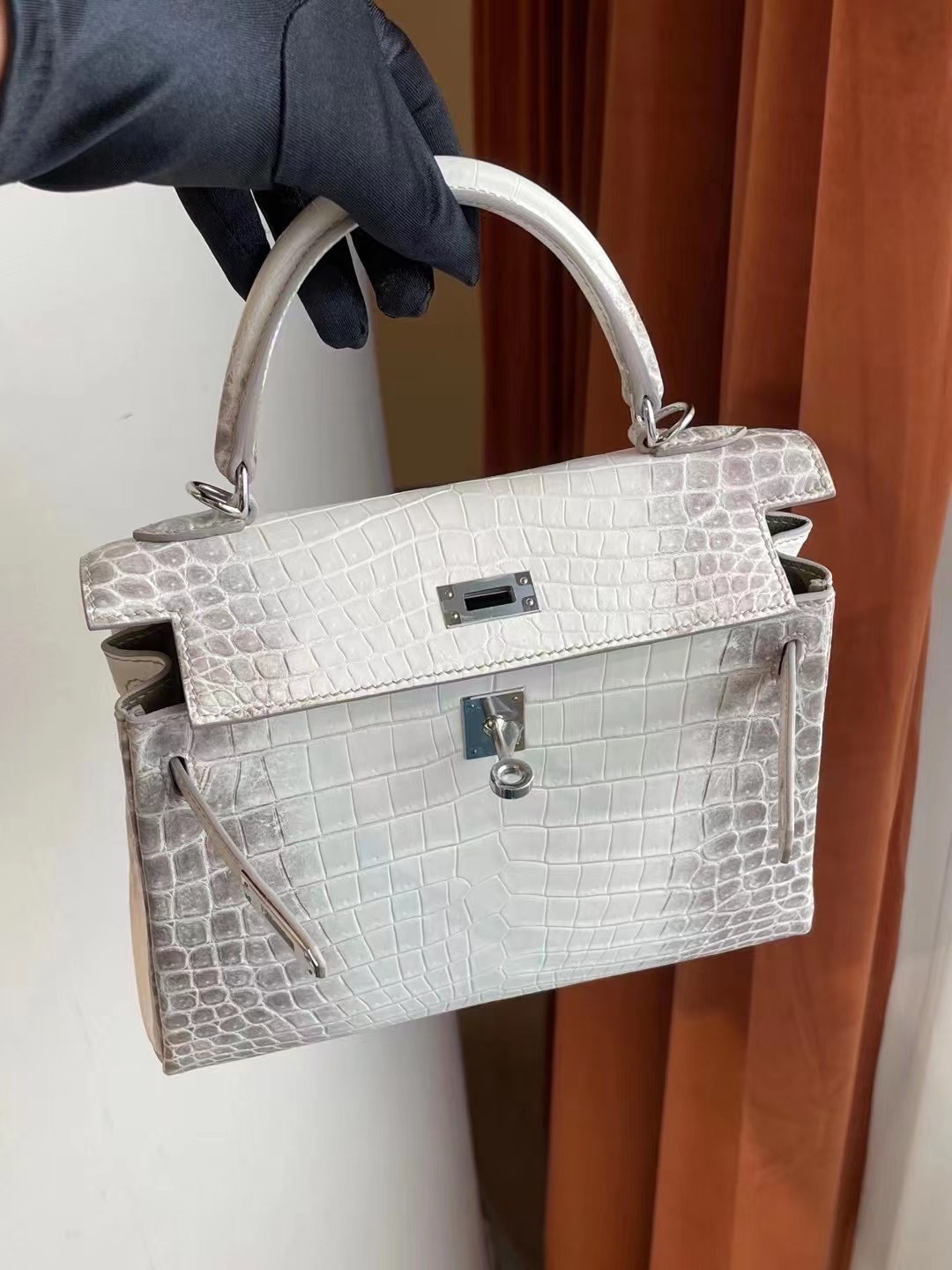 United Arab Emirates Hermes kelly 25 CK01 blanc Crocodile Niloticus Himalaya